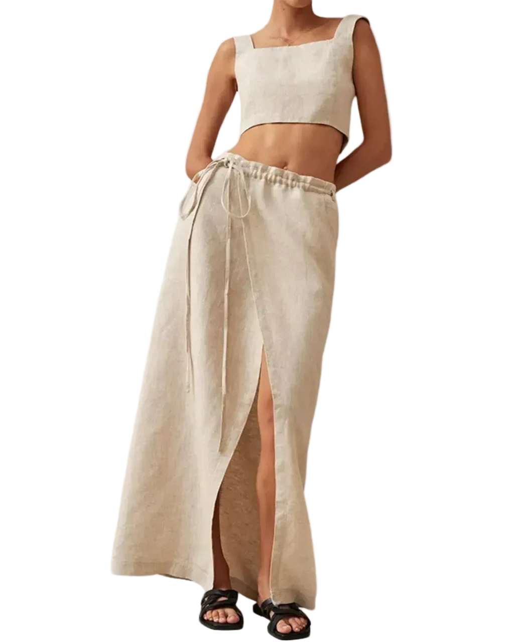 Saia Linho com Fenda