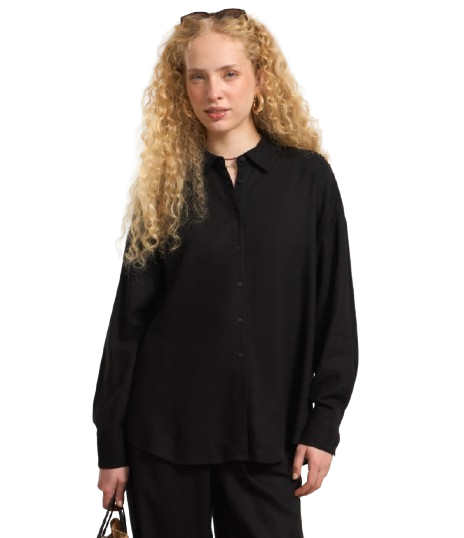 Camisa Alongada Viscolinho PRETA