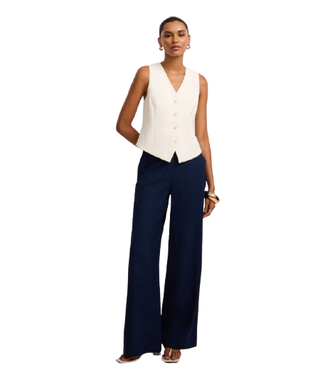 Calça Pantalona de Alfaiataria Azul